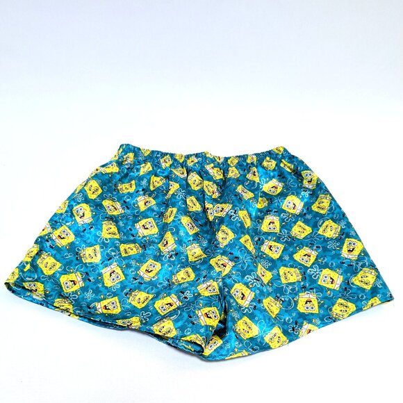 Y2K Nickelodeon SpongeBob Vintage Polyester Silk Boxer Shorts Women's Size Large - Picture 1 of 4